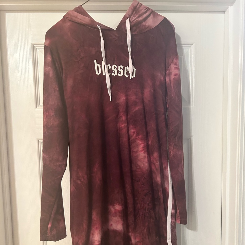 Justice Maroon Tie-Dye Hoodie